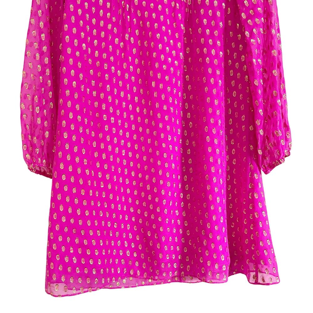 LILLY PULITZER Colby Silk Long Sleeve Tunic Dress Pink Gold 2 - Picture 5 of 10